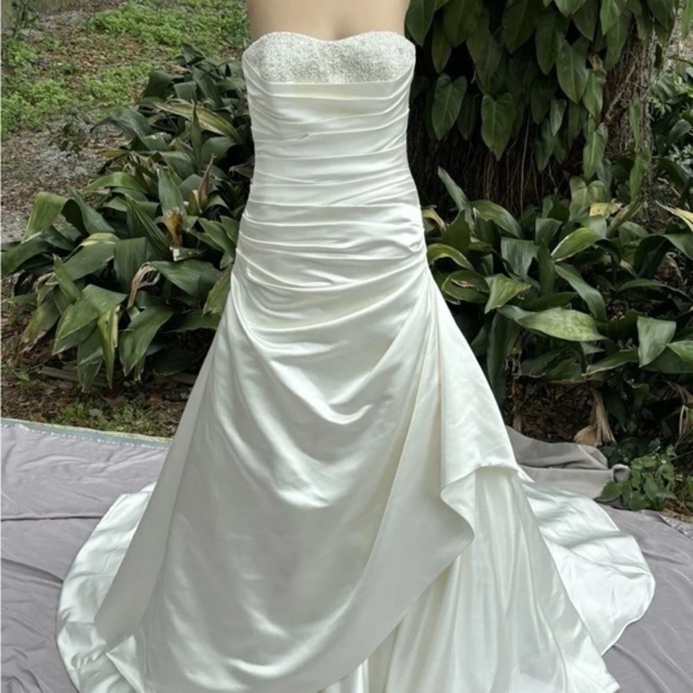 James Clifford Ivory Wedding Dress Size Ball Gown size 10 Satin NWOT Champagne